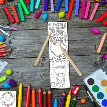 Teacher Appreciation Coloring Bookmarks Cards Cute Animals Thank You Cards Craft, image 2
