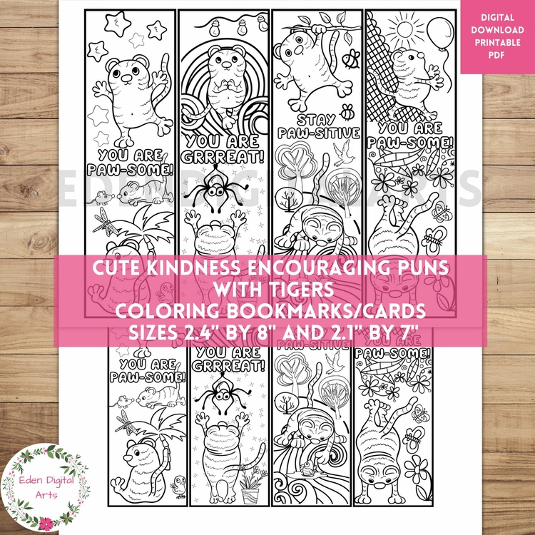Cute Friendship Doodle Bookmarks to Color Kind Puns Acts of Kindness Craft Gift