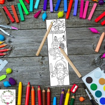 Knights In Armor Coloring Bookmarks Cards Cute Dragon Castle, Calm Craft Rewards, image 3