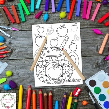 Fall Months Mugs Hot Cocoa Cups Leaves Apples 3 Coloring Pages Seasons Posters, image 3