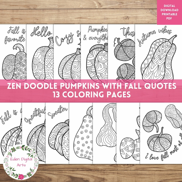 Fall Doodle Pumpkins Quotes Coloring Pages Decor Posters Calm Fast Finishers