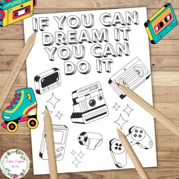 15 Retro 90s Pop Art Growth Mindset Quotes Coloring Pages Positive Class Posters, image 3