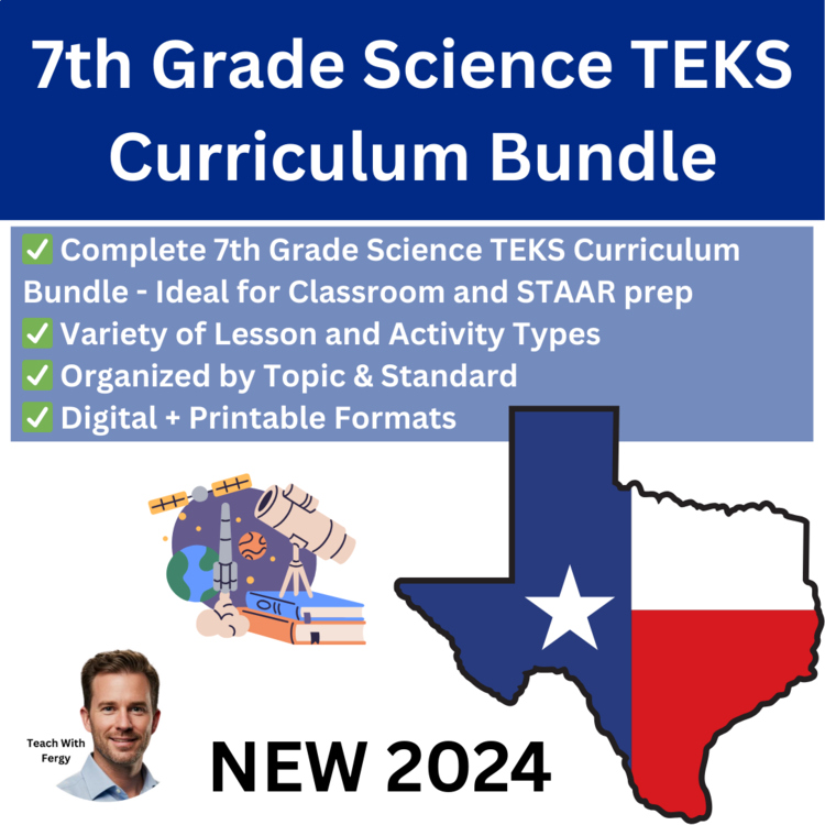 TEKS Science 7th Grade NEW 2024 Curriculum Bundle Full Year | Texas, STAAR