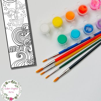 Pirates Doodle Coloring Bookmarks, Treasure Adventure Calm Relaxing Craft Cards, image 4