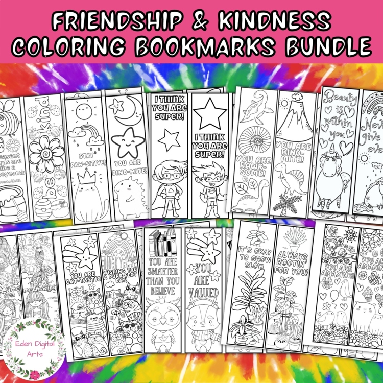 Friendship Kindness Coloring Bookmarks Bundle Kind Cards Crafts Reward Gifts