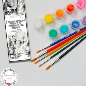 Pride & Prejudice Quotes by Jane Austen Coloring Bookmarks Book Club Cards Craft, image 4