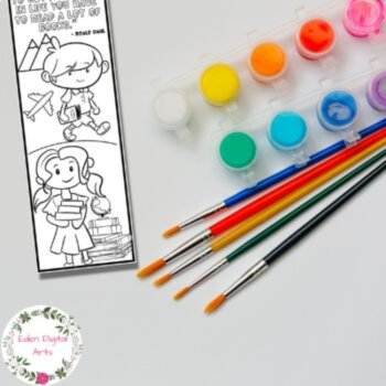 Book Reading Quotes 8 Kawaii Coloring Bookmarks Calm Library Craft Cards Gifts, image 3