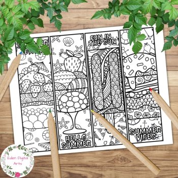 Summer Doodle Coloring Bookmarks End of Year Student Gifts Calm Craft Cards, image 2