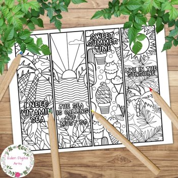 Summer Doodle Coloring Bookmarks End of Year Student Gifts Calm Craft Cards, image 3