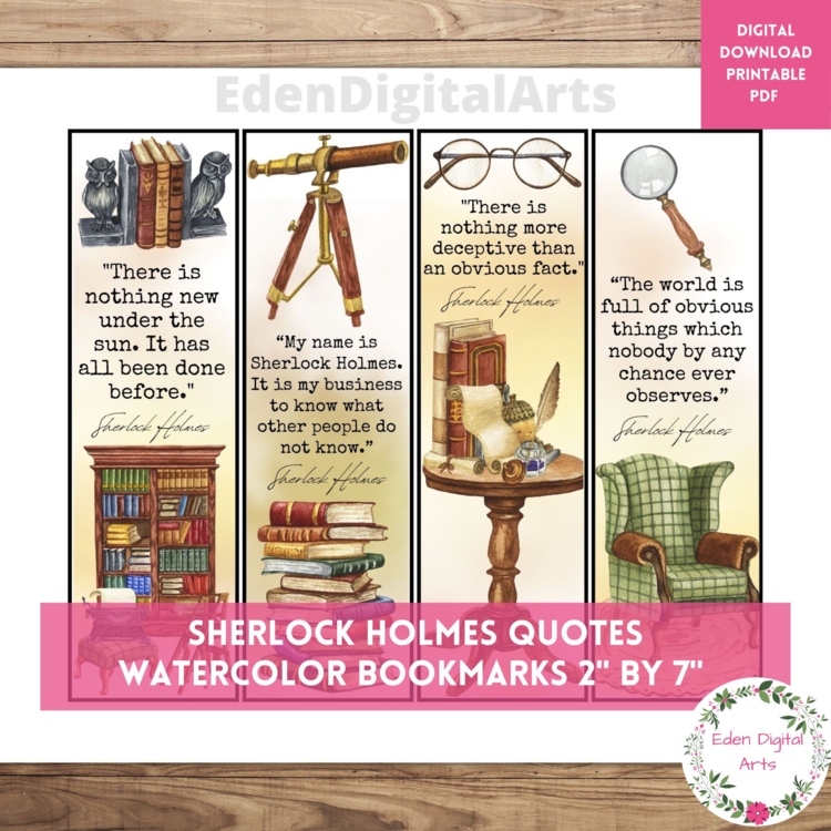 Sherlock Holmes Quotes Bookmarks Book Club Crime Novel Cards Student Gift Reward