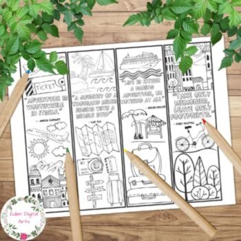Tourist Travel Adventure Quotes Coloring Bookmarks Road Trip Plane Camp Craft, image 2