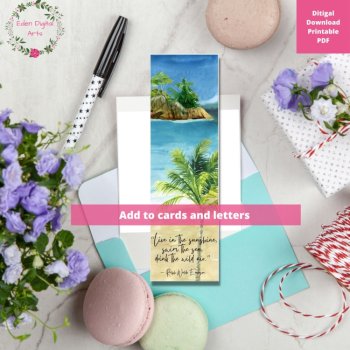 Tropical Island Quotes Bookmarks Cards Watercolor Palm Trees Summer Student Gift, image 3