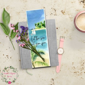 Tropical Island Quotes Bookmarks Cards Watercolor Palm Trees Summer Student Gift, image 4