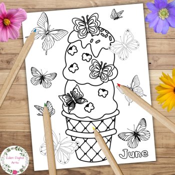 Summer Months Seasons 12 Coloring Pages Rainbows Ice Creams Watermelon Craft, image 2
