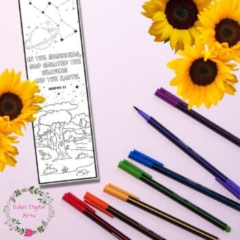 Bible Verses & Nature Coloring Bookmarks, Camping Hiking Exploring Camp Craft, image 3