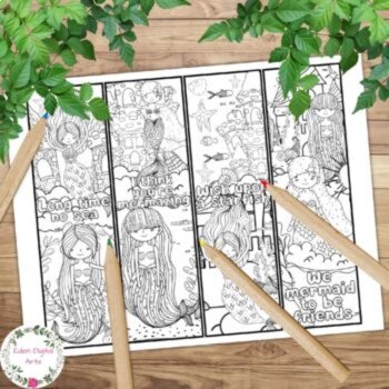 Cute Mermaid Puns Kindness Coloring Bookmarks Compliment Cards Reward Gifts, image 2