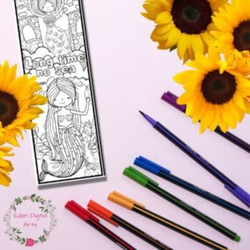 Cute Mermaid Puns Kindness Coloring Bookmarks Compliment Cards Reward Gifts, image 3