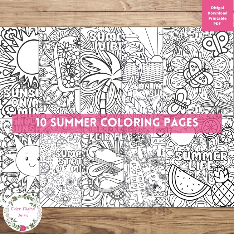 Summer Doodle Coloring Pages Quotes Relaxing Calm End of Year Activity Ice Cream