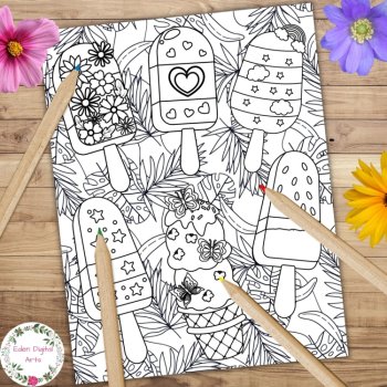 Summer Doodle Coloring Pages Quotes Relaxing Calm End of Year Activity Ice Cream, image 2