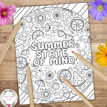 Summer Doodle Coloring Pages Quotes Relaxing Calm End of Year Activity Ice Cream, image 4
