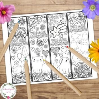 Cute Animal Doodles Kindness Coloring Bookmarks Compliment Craft Cards Rewards, image 2