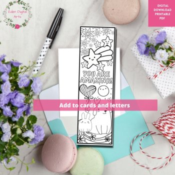 Cute Animal Doodles Kindness Coloring Bookmarks Compliment Craft Cards Rewards, image 4