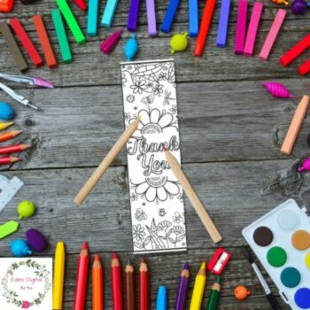 Thank You Coloring Bookmarks with Flowers, Fun Teacher Appreciation Cards Craft, image 3