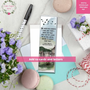 Emily Bronte Novel Wuthering Heights Quotes Bookmarks, Watercolor Book Club Gift, image 3