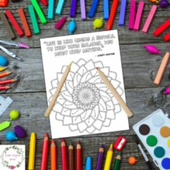 Floral Mandala Coloring Pages Positive Calming Anti Anxiety Growth Mindset Quote, image 3