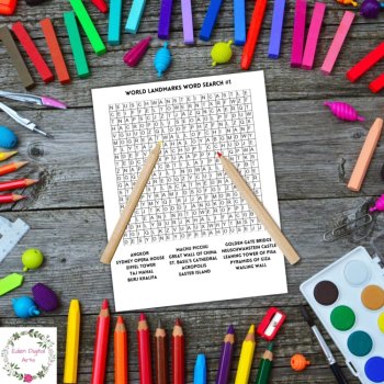 World Travel Famous Landmarks Word Search Puzzles Activity Worksheets Print n Go, image 3