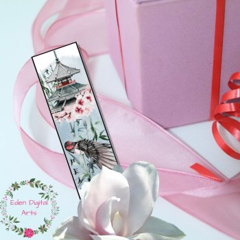 Japanese Aesthetic Watercolor Bookmarks, Japan Symbols Card Birds Koi Class Gift, image 4
