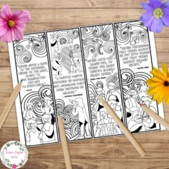 Music Quotes Doodle Coloring Bookmarks Gift Reward Cards Musical Keepsake Craft, image 2