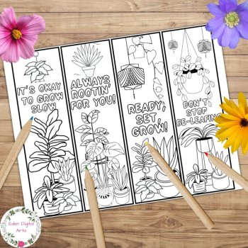 Cute Plant Puns Coloring Bookmarks Compliment Positive Encouraging Cards Gift, image 2