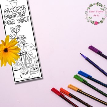 Cute Plant Puns Coloring Bookmarks Compliment Positive Encouraging Cards Gift, image 4