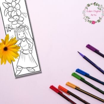 Hawaiian Tropical Luau Party Coloring Bookmarks, Hula Dancers Pacific Craft Card, image 3