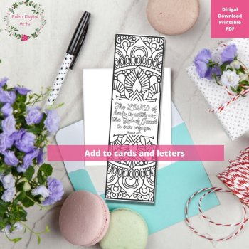 Psalm 46 Coloring Bible Verse Bookmarks, KJV Scripture Christian Craft Cards, image 2