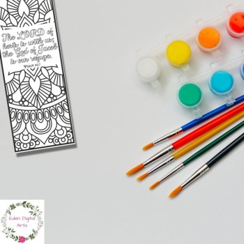Psalm 46 Coloring Bible Verse Bookmarks, KJV Scripture Christian Craft Cards, image 4