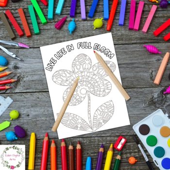 Spring Garden Flowers Quotes Zen Doodle Coloring Pages Relaxing Craft Activity, image 2