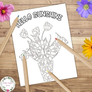 Spring Garden Flowers Quotes Zen Doodle Coloring Pages Relaxing Craft Activity, image 3