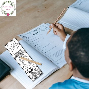 Happy Mother's Day Coloring Bookmarks Cards Gift for Mom Craft Cute Foxes Flower, image 3