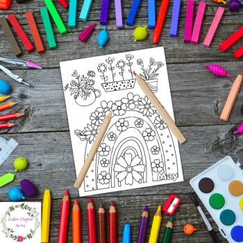 Spring Months Rainbows 3 Coloring Pages Whimsical Garden Flowers Rain Craft, image 3