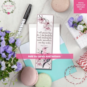 Strength Bible Verses Bookmarks for Women Girls Pink Watercolor Scripture Cards, image 2