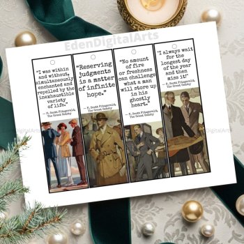 The Great Gatsby Quotes Bookmarks Book Club Class Gift Rewards Cards 1920s, image 4