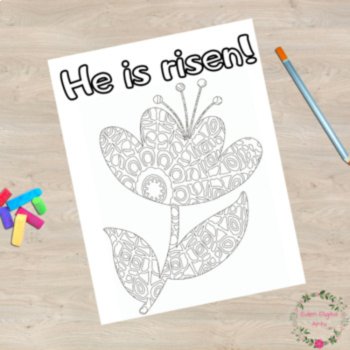 Happy Easter Christian 6 Coloring Pages Zentangle Doodle Relaxing Craft, image 2