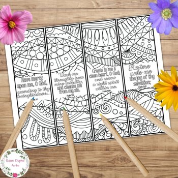 Psalm 51 Coloring Bible Bookmarks KJV Scripture Christian Prayer Craft Card Gift, image 2