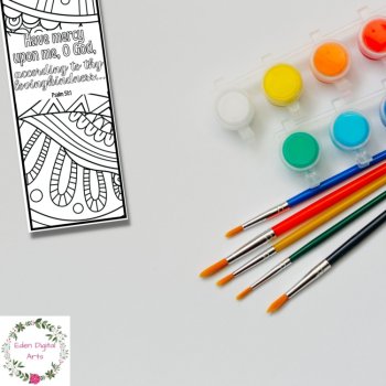 Psalm 51 Coloring Bible Bookmarks KJV Scripture Christian Prayer Craft Card Gift, image 4