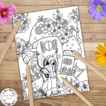 Whimsical Fairy Floral Garden 10 Coloring Pages Relaxing Zen Activity Fairies, image 2
