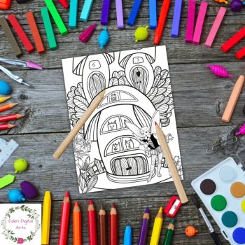 Whimsical Fairy Floral Garden 10 Coloring Pages Relaxing Zen Activity Fairies, image 3