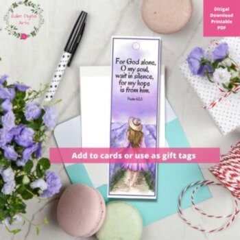 Rest & Retreat Bible Verses Bookmarks Gift Lavender Watercolor Scripture Cards, image 2