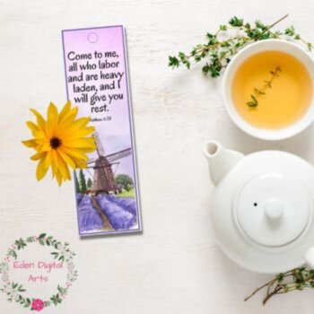 Rest & Retreat Bible Verses Bookmarks Gift Lavender Watercolor Scripture Cards, image 3